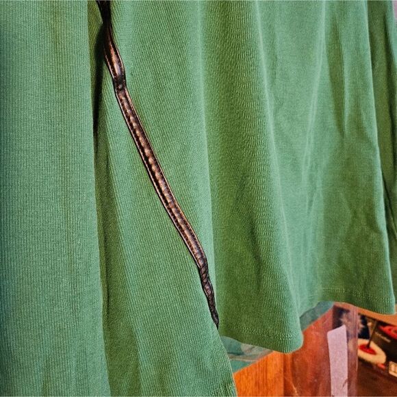 Rafaella Green Cowl‑Neck Sweater Large | Cozy Pullover w/ Faux Leather Zip - Picture 7 of 11